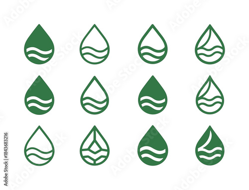 Algal Bloom Icons. Algal bloom control. Icon set. Set Logo of al