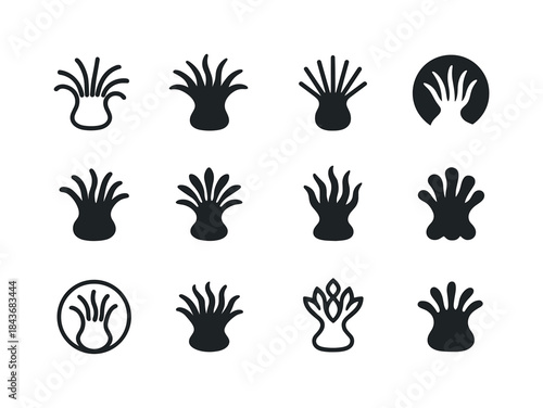 Marine Life Logos. Marine life near the shore (rocky tide pools,