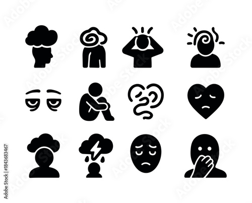 Emotional Struggles Icons. Emotional struggles. Solid icon set o