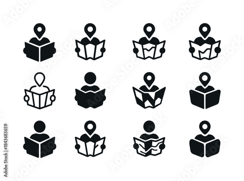 Displacement Logos Grid. Displacement. Icon set. Set Logo of Dis