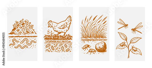 Farming Story Hand Drawn Illustration by AZ for Social Media Asset, Postcard, Greeting Cards, Prints and Design