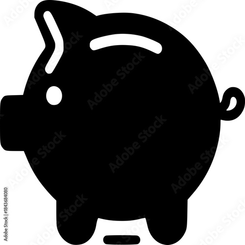 Piggy Bank Silhouette: A simple, elegant silhouette of a piggy bank, symbolizing savings and financial security. perfect for representing monetary values