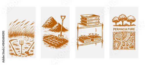 Farming Story Hand Drawn Illustration by AZ for Social Media Asset, Postcard, Greeting Cards, Prints and Design