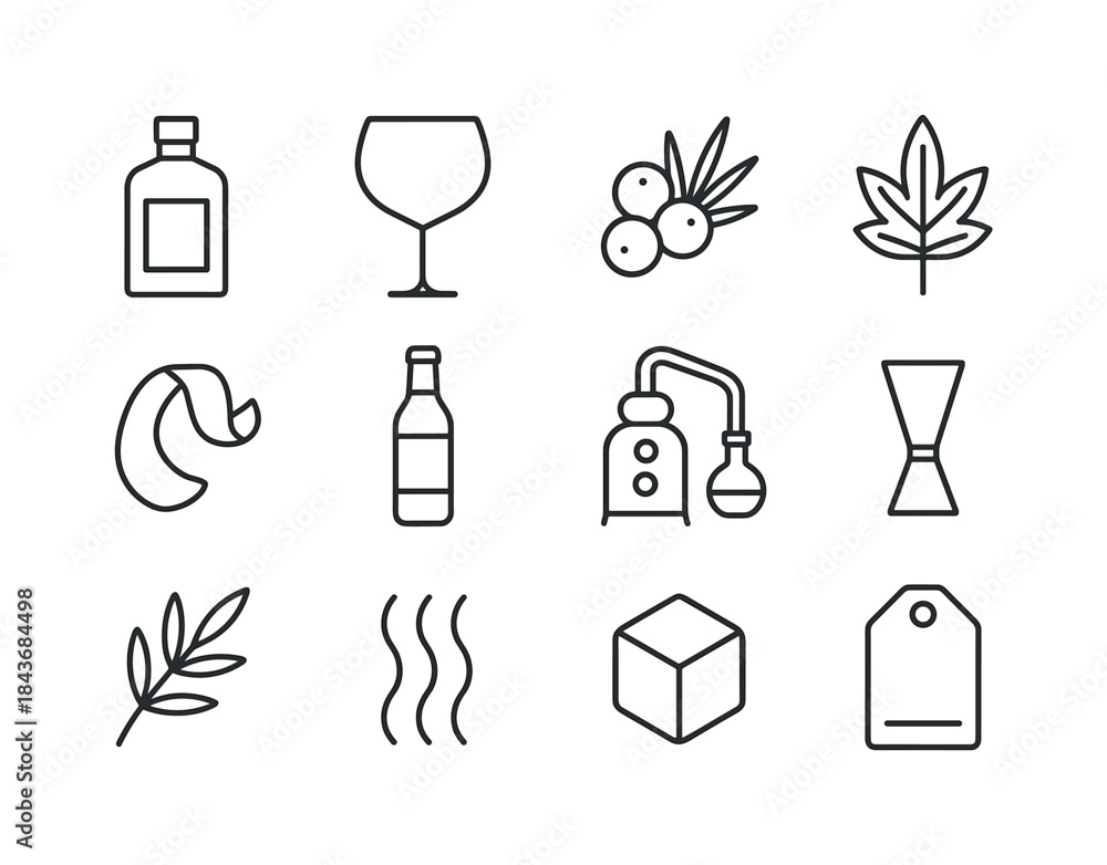 Obraz premium Gin Icon Collection. spirits on display in a bar