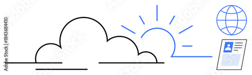 Cloud computing concept. Cloud computing with global connectivity, digital identity, and technological innovation. Cloud computing enables data storage, worldwide access, and secure identity tools