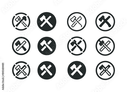 Deforestation Logo Variations. deforestation reduction. Icon set
