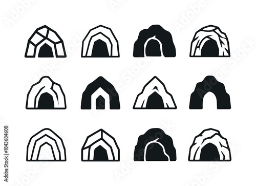 Rock Formation Icons. Rock Formations. Icon set. Set Logo of Roc