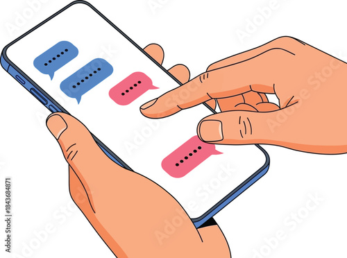 Person using smartphone messaging app