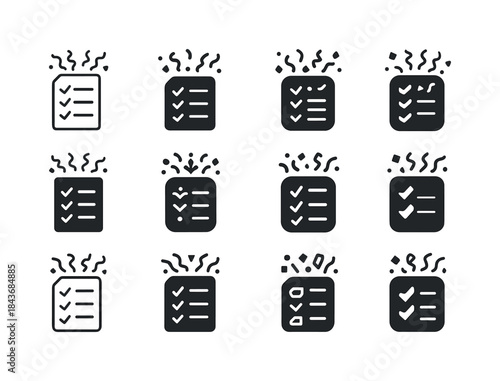 New Year Icon Set. new year's resolutions written on paper with