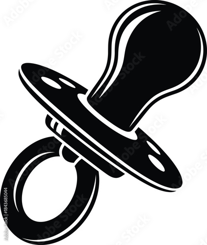 Black and white baby pacifier on white background isolated on white background