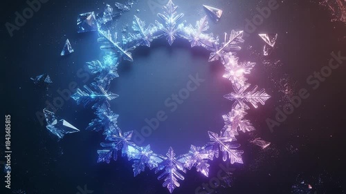 宝石風立体雪の結晶フレーム動画