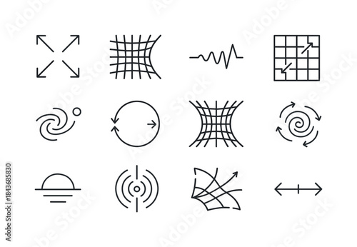 Universe Expansion Icons. Universe Expansion. Line icon set of U
