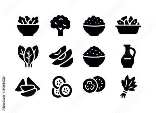 Healthy Sides Icons. Healthy sides. Solid icon set of Healthy si