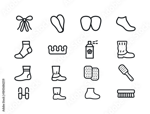 Footwear Accessories Icons. Footwear Accessories. Line icon set