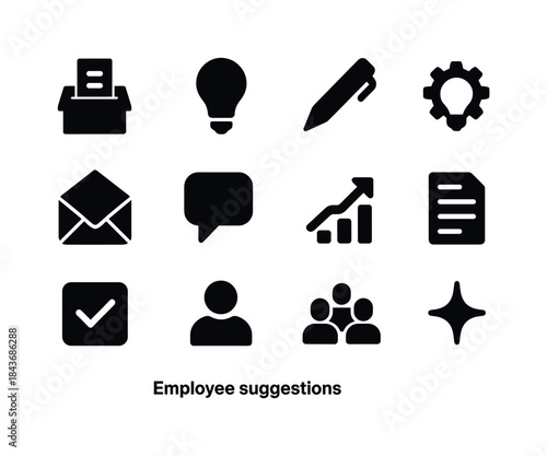 Employee Suggestions Icons. Employee suggestions. Solid icon set