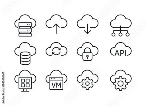 Cloud Computing Icons. Cloud Computing. Line icon set of Cloud C