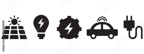 Energy Icons Set – Renewable Energy, Electricity, and Eco Power Symbols