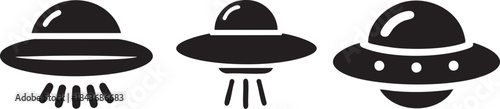 Set of three black ufo icons