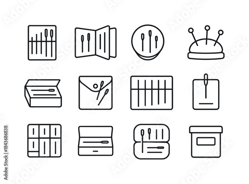 Needle Storage Icons. Needle Storage. Line icon set of Needle St