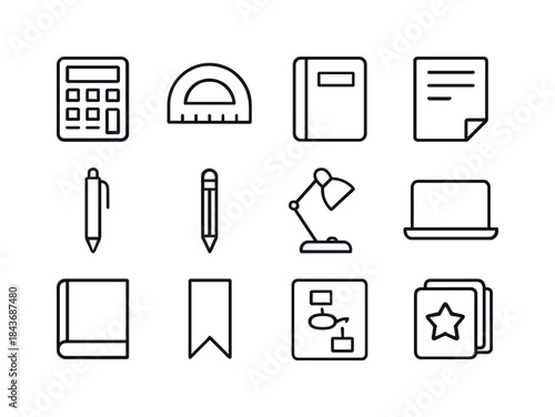 Learning Tools Icons. Learning tools. Line icon set of Learning