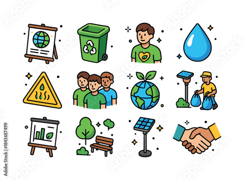 Environmental Awareness Icons. Environmental awareness. Colorful