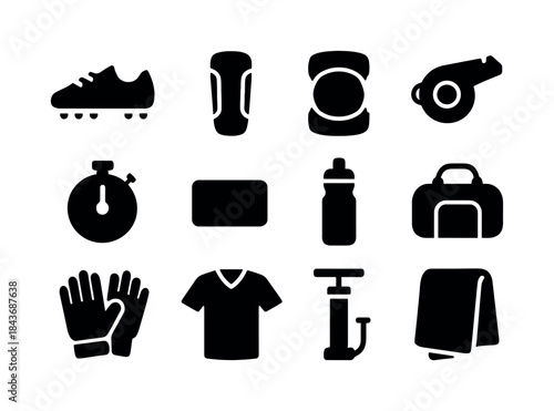 Sports Gear Icons. Sports Gear. Solid icon set of Sports Gear: s