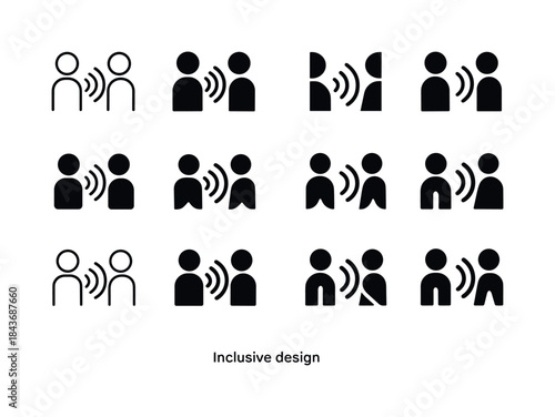 Inclusive Design Icons. Inclusive Design. Icon set. Set Logo of