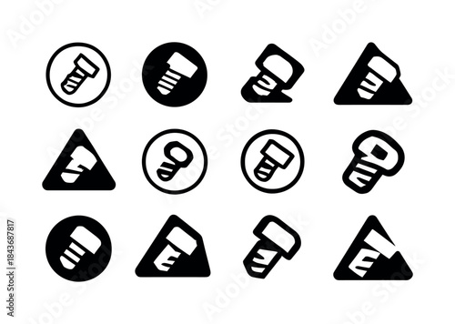 Unsafe Equipment Symbols. Unsafe Equipment. Icon set. Set Logo o