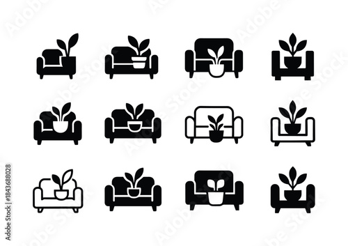 Living Room Icons. Living room. Icon set. Set Logo of living roo