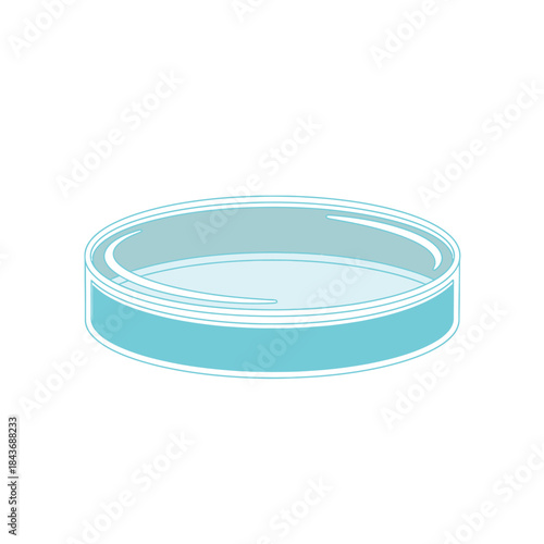 Minimalist vector illustration of an empty petri dish, an essential piece of laboratory equipment for scientific research, biological studies, and chemical experiments