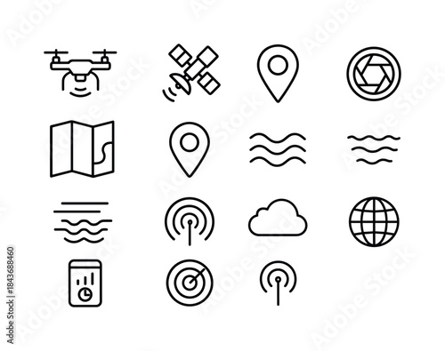 Remote Sensing Icons. Remote Sensing. Line icon set of remote se