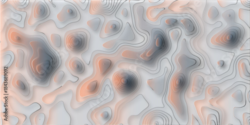 Geography scheme and terrain. Topography grid map. Contour map background. paper cut 3d render topography abstract, beautiful white Background. geometric map relief texture with curved layers.