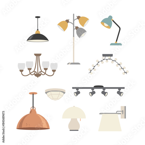 Lighting fixtures set illuminating home interior design