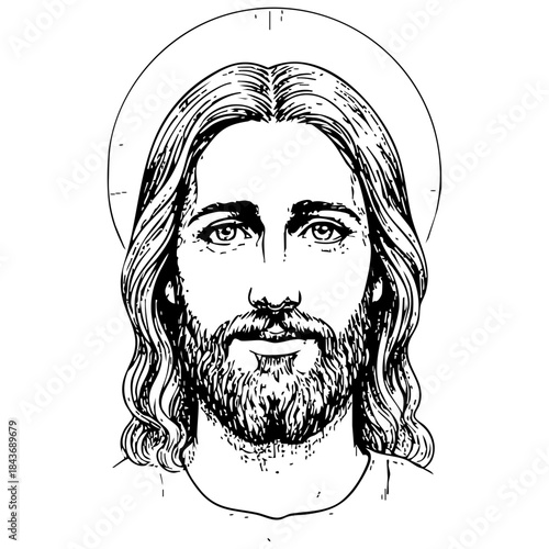 jesus christ lineart icon, christian