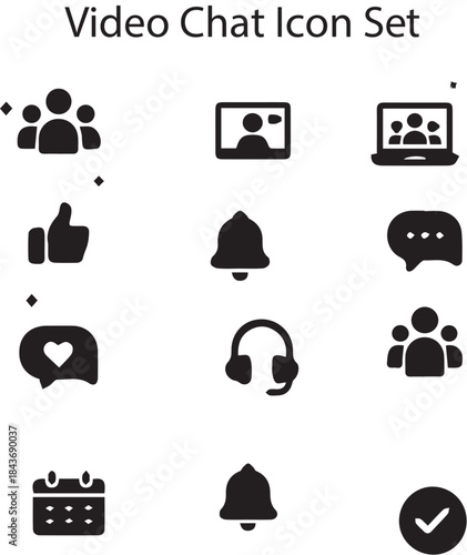video chat  icons icon, vector, set, icons, symbol, business, user, black, internet