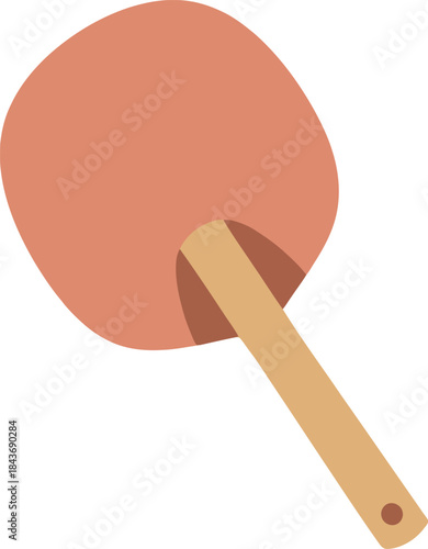 Traditional japanese uchiwa fan with wooden handle, simple illustration of a summer accessory
