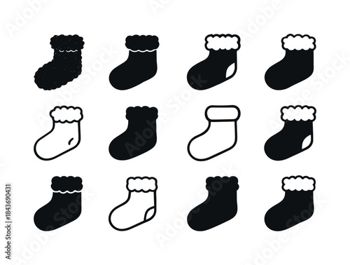 Fuzzy Socks Icons. Fuzzy Socks. Icon set. Set Logo of Fuzzy Sock