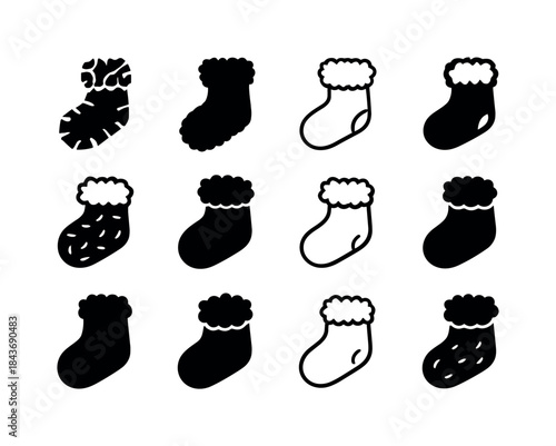 Fuzzy Socks Icons. Fuzzy Socks. Icon set. Set Logo of Fuzzy Sock