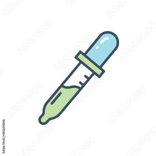 Scientific dropper with liquid sample for laboratory analysis and research