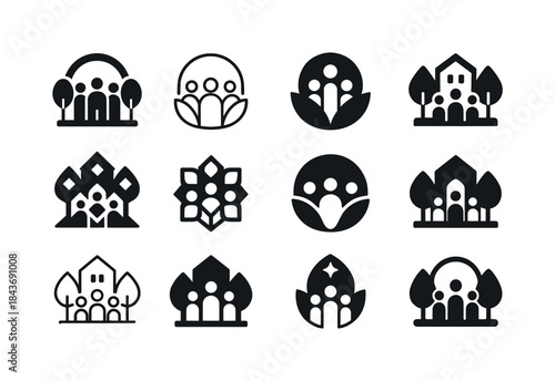 Utopian Logo Variations. utopia. Icon set. Set Logo of utopia: h