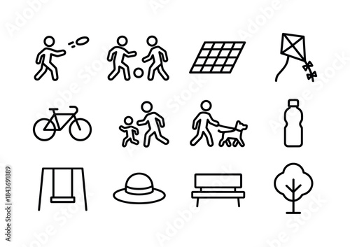 Park Activity Icons. Park Activities. Line icon set of Park Acti