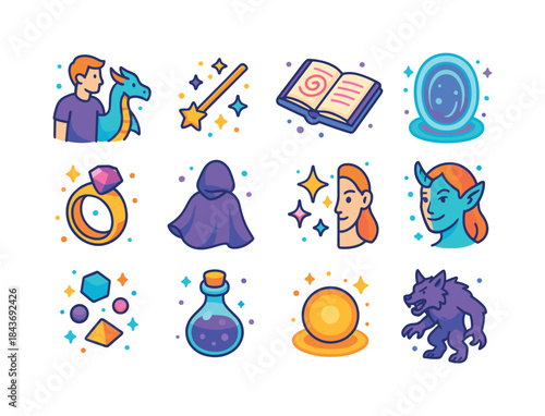 Fantasy Transformation Icons. Fantasy Transformation. Colorful i