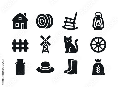 Country Living Icons. Country living. Solid icon set of country