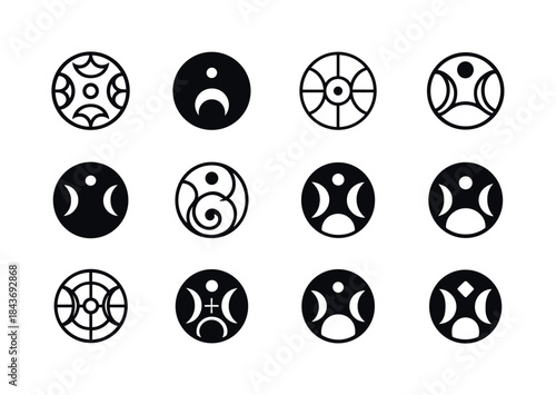 Sacred Circle Logo Variations. Sacred circle. Icon set. Set Logo