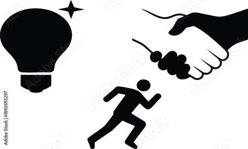 Running man silhouette icon, sprinting athlete symbol, fast motion vector