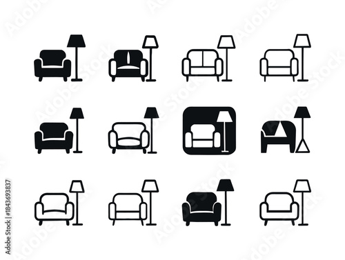 Living Room Logos. living room. Icon set. Set Logo of living roo
