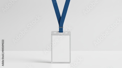 Clear plastic id card holder with blue lanyard