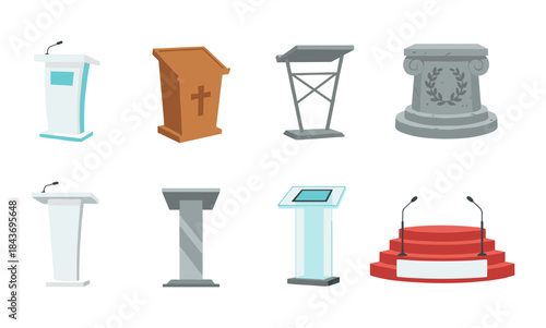 Podium and lectern collection preparing for speech presentation