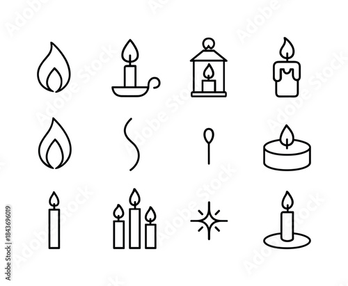 Candlelight Icon Set. Candlelight. Line icon set of Candlelight: