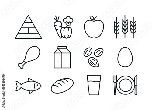 Balanced Diet Icons. Balanced Diet. Line icon set of Balanced Di